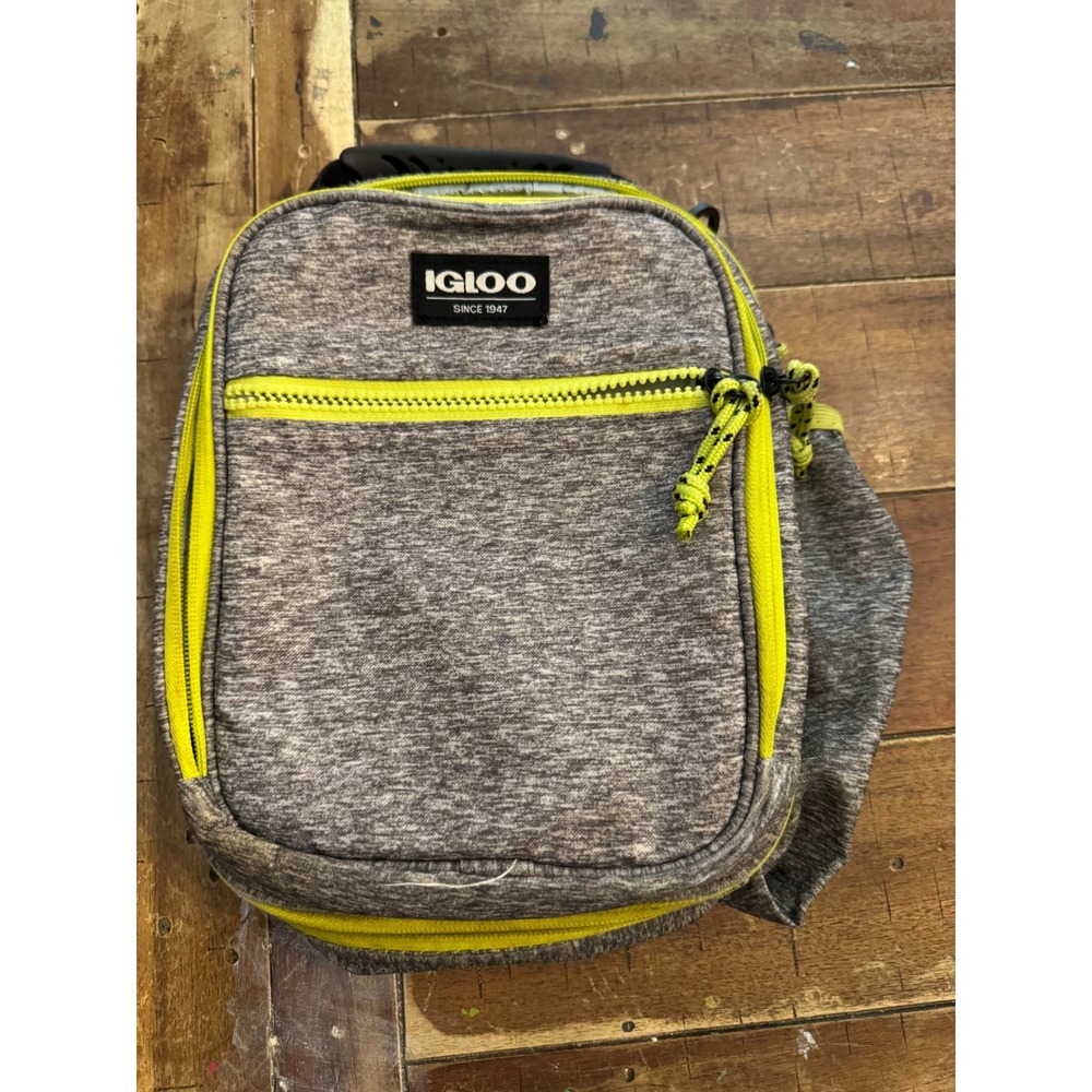 Igloo Insulated Lunch Bag Heather Gray Neon Yellow Dual Compartment Cooler